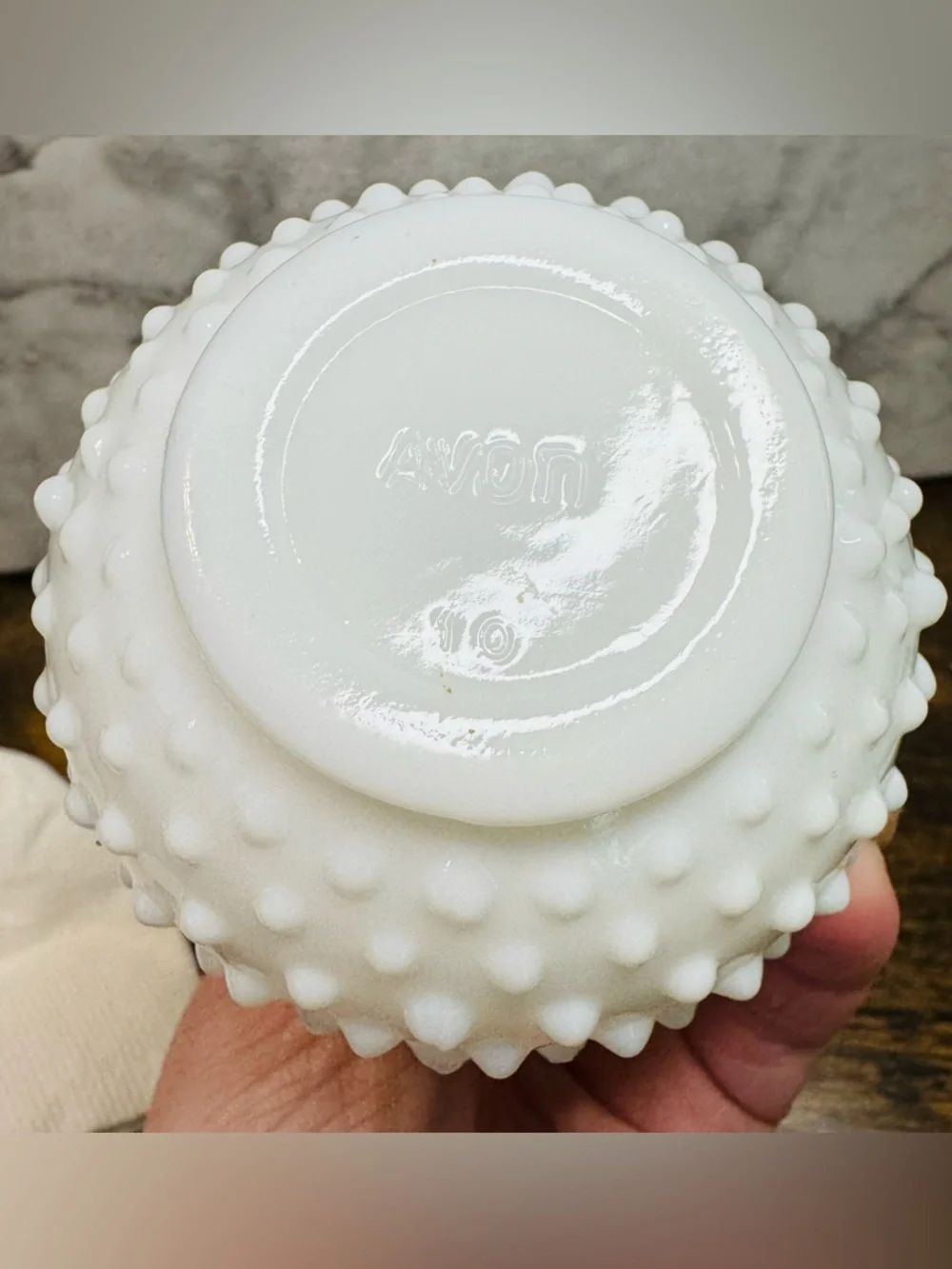 Vintage Avon White Milk Glass Hobnail Cruet Decanter w/ Stopper 5” Bottle